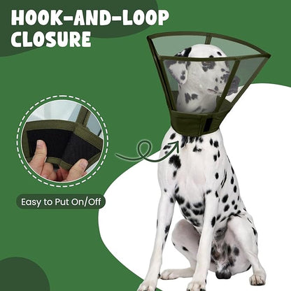 Dog Cone Collar for Dogs After Surgery,Transparent Dogs Cone Stop Licking,Foldable Dog Recovery Collars & Cones Anti-Bite Lick Protective Wound,Protective Elizabethan Collar Alternative,Green,S