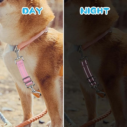 YUEPET Dog Safety Collar Clips 5 Pack Adjustable Prong Collar Backup Clips Reflective Double Ended Backup Clasp Leash Connector for Dog Harness to Collar Safety Clip(Blue+Rose red+Orange+Pink+Green)