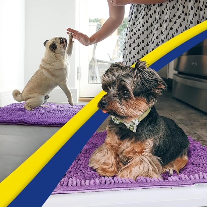 Muddy Mat® | Super Absorbent Door Mat Indoor, Microfiber Quick Dry Chenille Entryway Rug, Non-Slip Front Door Mat, Indoor Mats for Entryway, Machine Washable Pet Rug, Purple 48"x60"