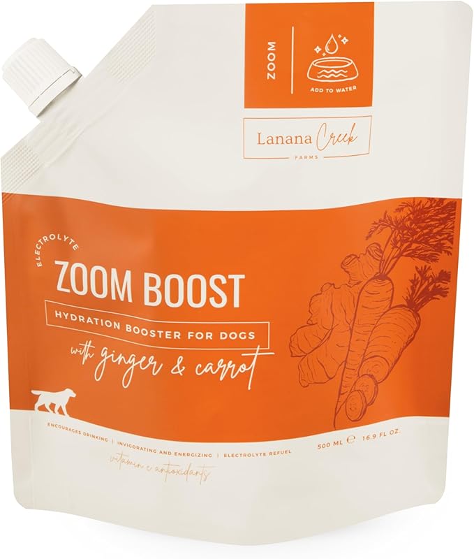 Lanana Creek Farms® Zoom Boost Electrolyte 500 mL Refill Pouch | Ideal for Active Dogs | Rapid Absorption and Easy Digestion | Carrot and Ginger Flavored