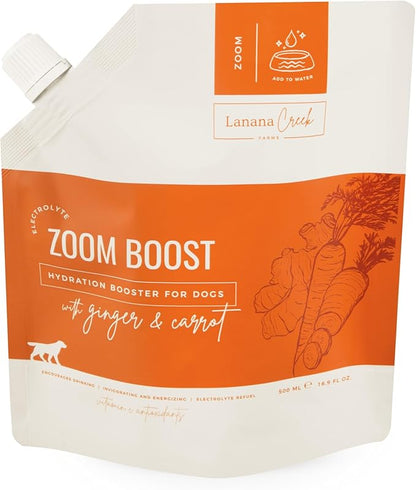 Lanana Creek Farms® Zoom Boost Electrolyte 500 mL Refill Pouch | Ideal for Active Dogs | Rapid Absorption and Easy Digestion | Carrot and Ginger Flavored