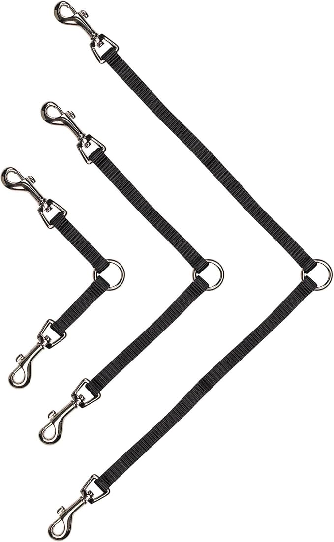 Guardian Gear Nylon 2-Way Small Dog Coupler with Nickel-Plated Swivel Clip, 4", Black (Pack of 2)