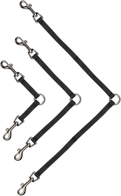 Guardian Gear Nylon 2-Way Small Dog Coupler with Nickel-Plated Swivel Clip, 4", Black (Pack of 2)