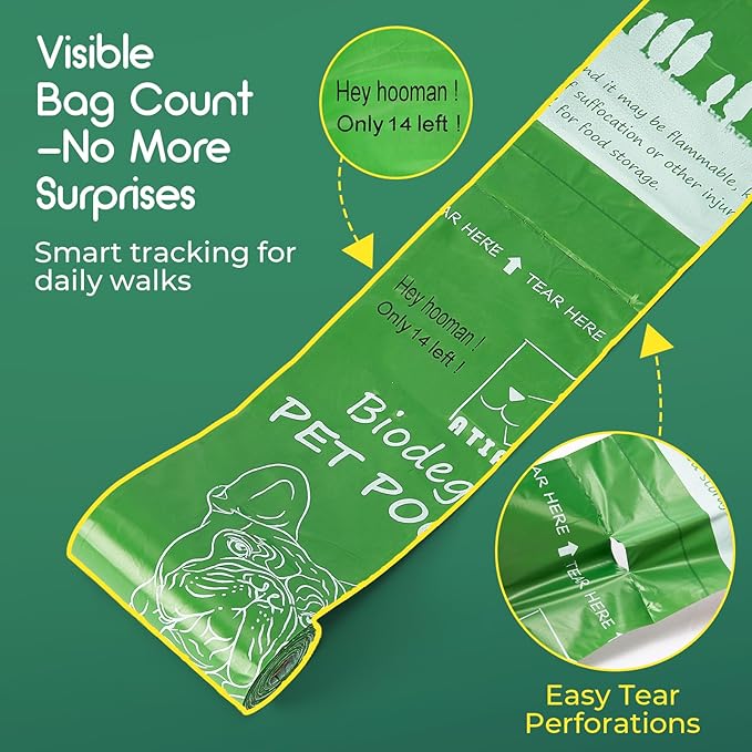 ATIFBOP Biodegradable Dog Poop Bags 480 Counts, Leak Proof and Extra Thick Doggy Poop Bags (Unscented)