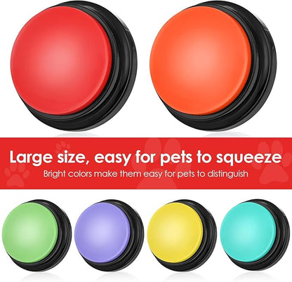 lazycozy® Dog Buttons for Communication - Pack of 6 Talking Buttons with Clear Voice Recording, 30 Seconds, Bright Colors, Easy Press for Pet Training