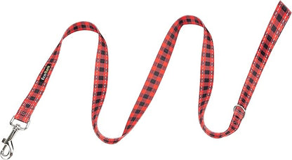 EcoBark Dog Leash - Soft & Reflective Comfort Leash with Padded Handle - Safe, Strong, & Durable for Small, Medium or Large Dogs (Red Buffalo Plaid)