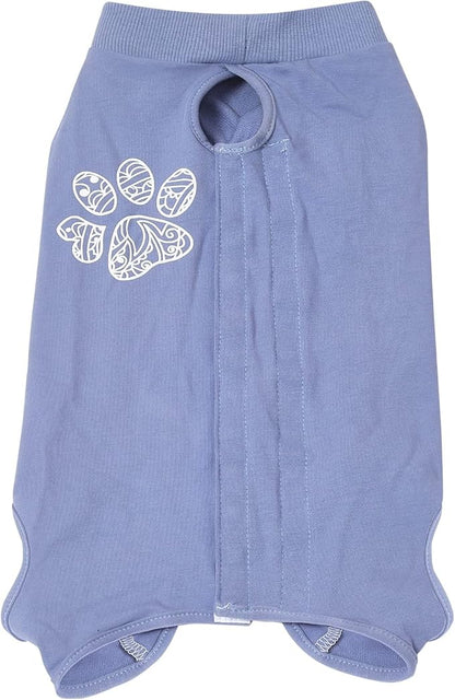 Jiupety Dog Recovery Suit Adjustable, Not Fit Slim and Long Body, Dogs Suit for Surgery Recovery, M Size, Anti-Licking Surgical Dog Onesies, Blue & Paw