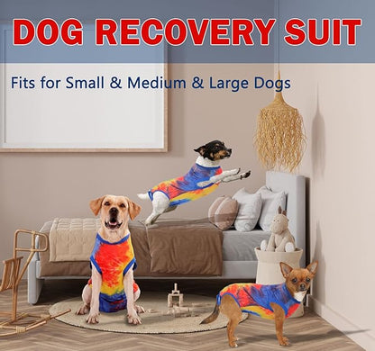 Dog Surgery Recovery Suit for Male Female, Spay Neuter Cone Alternative Surgical Onesie, Tie-dye Purple (Tie-dye Blue, X-Large (Back 19.7'', Chest 22''-24''))