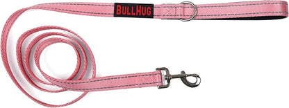 BULLHUG 6 FT Bulldog Leash with Padded Handle. Perfect for Bulldogs, French Bulldogs, Pugs & All Breeds. Leashes for Walking, Training Lead for Bulldogs (Reflective Stitching, BABYPINK)