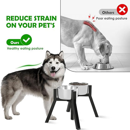Elevated Dog Bowl Stand for Large Dogs, Adjustable Width 7-10.6", Raised Dog Food Water Holder, 2-in-1 Design, Bowl Not Included