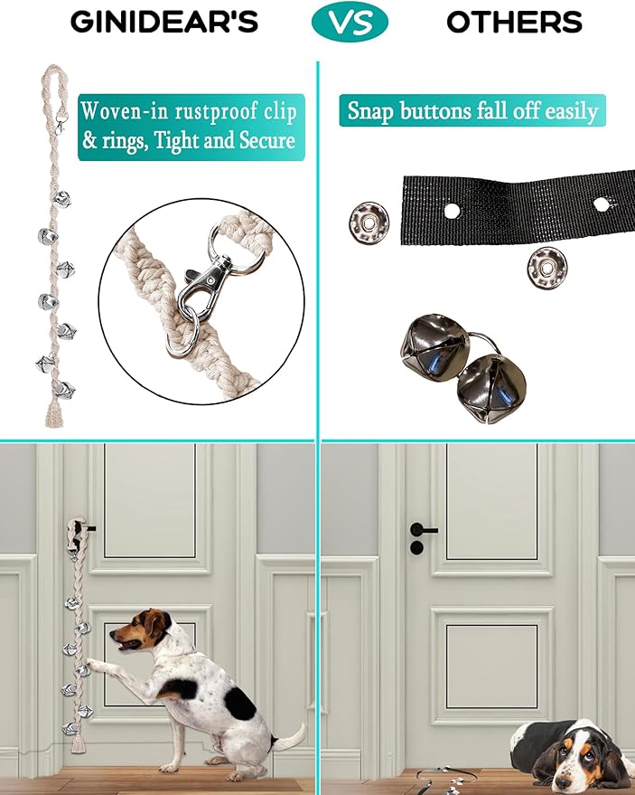 Dog Bells to Go Outside & Puppy Potty Training, Adjustable Dog Door Bell Ring to Go Potty, Handmade with Premium Yarn. Twisted Style, Blue