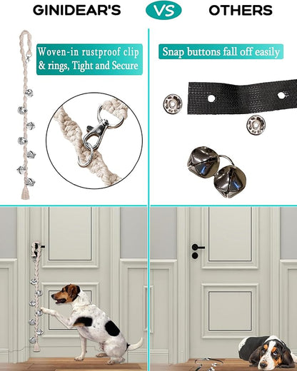 Dog Bells to Go Outside & Puppy Potty Training, Adjustable Dog Door Bell Ring to Go Potty, Handmade with Premium Yarn. Twisted Style, Grey