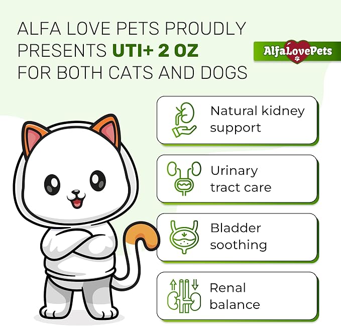Cat UTI Treatment to Care for Kidneys and Bladder – Dog UTI Treatment for Pets of All Ages and Breeds – Urinary Tract Cat Safe Formula – Cranberry Supplement for Dogs & Other Pets – 2 Oz