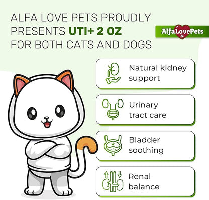 Cat UTI Treatment to Care for Kidneys and Bladder – Dog UTI Treatment for Pets of All Ages and Breeds – Urinary Tract Cat Safe Formula – Cranberry Supplement for Dogs & Other Pets – 2 Oz