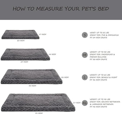 Washable Dog Bed Mat Ultra Soft Dog Crate Pad Comfy Fluffy Pet Kennel Beds Sleeping Mattress for Large Jumbo Medium Small Dogs, 35 x 22 Inch, Gray