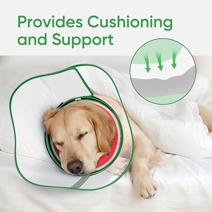 Sponge Dog Cone Collar, Dog Recovery Collar Alternative with Detachable High Clear Shield, Adjustable Soft Neck Cone for Small Medium Large Dogs, Stop Licking After Surgery (Watermelon,XL)