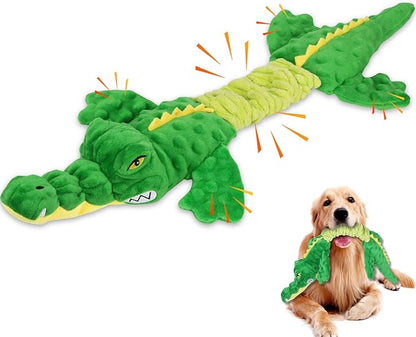 Letsmeet Large Squeaky Alligator Dog Toys, Interactive Puppy Toys with Crinkle Paper, Pull Tug of War Dog Toy, Plush Dog Chew Toys for Small, Medium, Large Breed