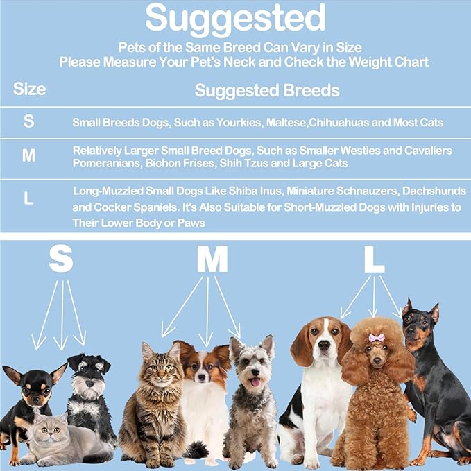Dog Cone Collar Adjustable After Surgery, Comfortable Dogs Recovery Collar, Adjustable E Collar Alternative to Stop Licking, Protective Dog Neck Collar Plastic Practical