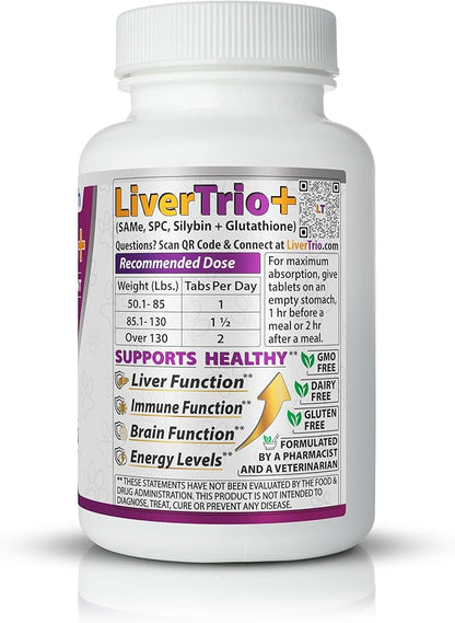 Comprehensive Liver Support Supplement for Large Dogs. Flavorful Chewable Tablets Combining Same, SPC, Silybin A+B, + Glutathione 30Ct (Large)