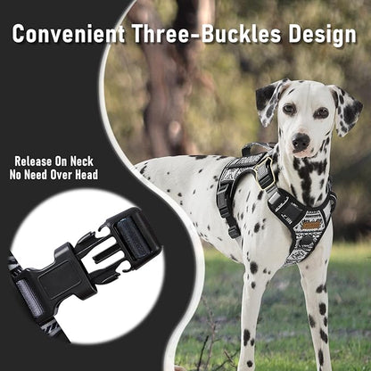 AUNZO No Pull Dog Harness for Small Dog Breeds, Anti-Escape Easy Walking Reflective Adjustable Lightweight Dog Vest with Breathable Oxford Material, Easy on Easy Off with Neck Buckle,Black Ethnic XS