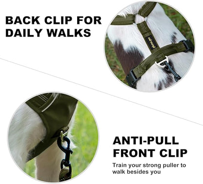 Plutus Pet No Pull Dog Harness, Reflective Adjustable Dog Vest Harness with Handle, Escape Proof, Soft Padded for Small Medium Large Dogs (Ranger Green, L)