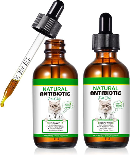 NenMaoKeNu 2 Pack Antibiotics for Cats, Premium Cat Antibiotics Supplement, Cats Multivitamin, Natural Antibiotic for Cats, Cat Antibiotic, Cat Antibiotics Supports Immune & Cats Allergy Relief