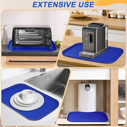 SMILOOL Silicone Pet Feeding Mat with Raised Edge for Food and Water, Dog Bowl Mats, Cat Bowls Placemat with High Lip for Floor Waterproof, Rubber Tray for Cats and Dogs 22 x 14 x0.8 Navy Blue