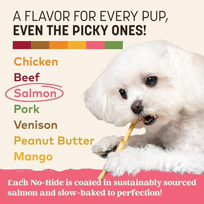 Earth Animal No Hide Stix - Long Lasting Rawhide Free Small Dog Chews Sticks, Salmon - 80 Count Extra Value Pack