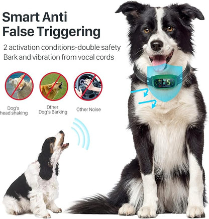 Dog Bark Collar, Rechargeable Smart Collar, Anti Barking Training Collar with 5 Adjustable Sensitivity Beep Vibration, Bark Collar for Large Medium Small Dogs (Green)