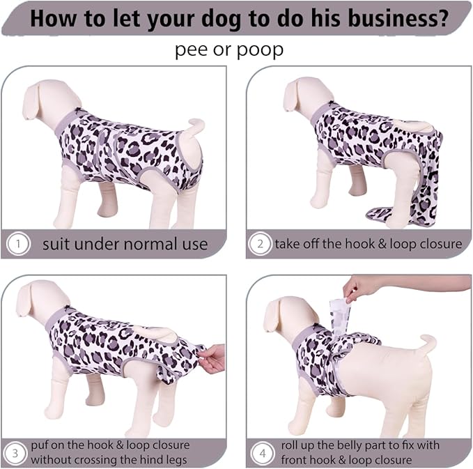 PetWarm Surgery Suit for Dogs, Dog Cone Alternative After Surgery, Covers Wounds, Prevents Licking, Fashionable and Protective, Lightweight and Breathable, Leopard Pattern, White, XL
