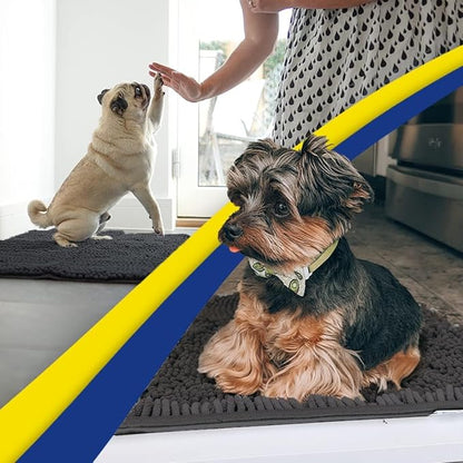 Muddy Mat® | Super Absorbent Door Mat Indoor, Microfiber Quick Dry Chenille Entryway Rug, Non-Slip Front Door Mat, Indoor Mats for Entryway, Machine Washable Pet Rug, Charcoal 24"x60"