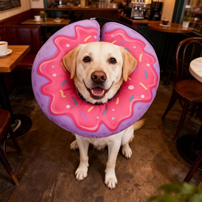 EXPAWLORER Large Widen Soft Dog Cone Collar - Inflatable Dog Neck Donut Collar Alternative After Surgery to Stop Licking,Adjustable Protective Recovery E Collar(Purple)