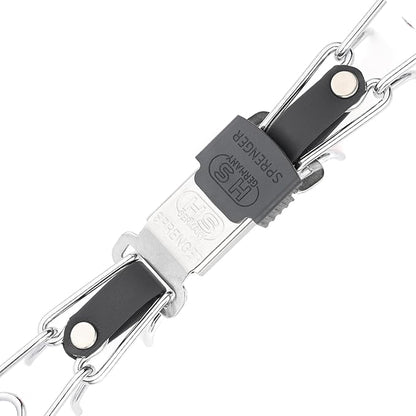 Herm Sprenger Chrome Plated Steel Dog Collar with Quick Release ClicLock Buckle and Biothane Insert Training Collar for Dogs Made in Germany (Black, 22in x 3.0mm(Neck Size up to 18-19in))