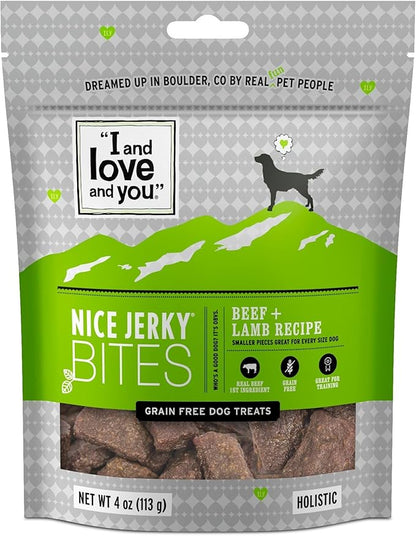I and love and you Nice Jerky Bites - Beef + Lamb - Grain Free, Real Beef, Training Treat, Chewy Dog Treats, Filler Free, 4oz