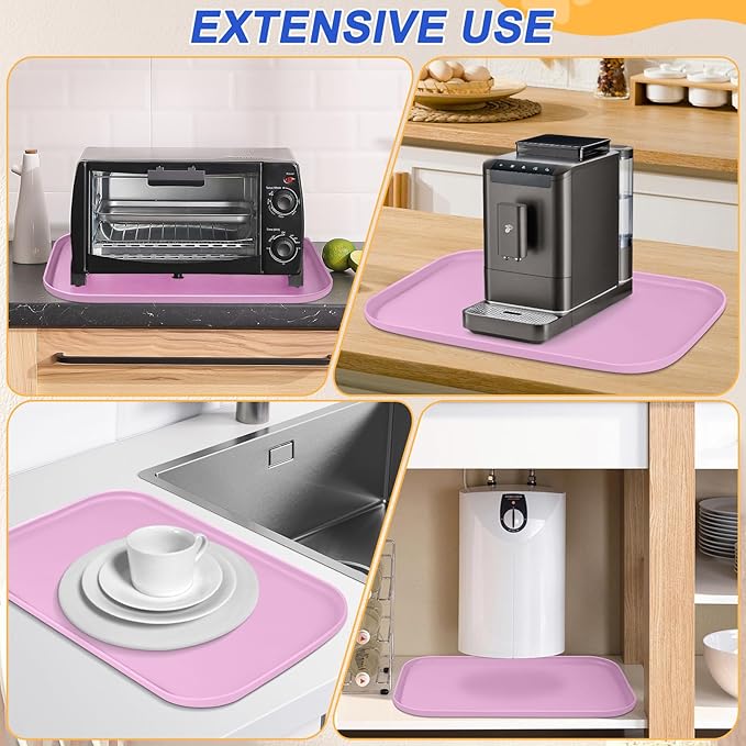 SMILOOL Silicone Pet Feeding Mat with Raised Edge for Food and Water, Dog Bowl Mats, Cat Bowls Placemat with High Lip for Floor Waterproof, Rubber Tray for Cats and Dogs 24 x 16 x0.8 Light Pink