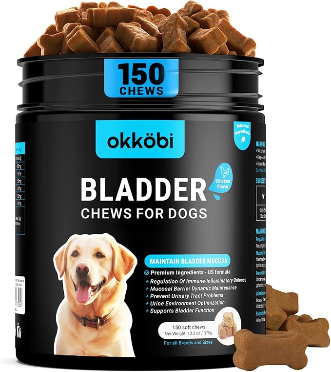 Dog Bladder Chews - Urinary Tract Support for Dogs with Cranberry & D-Mannose - Canine UTI Soft Chews for Healthy Bladder & Kidney Function, Chicken - 150 Count