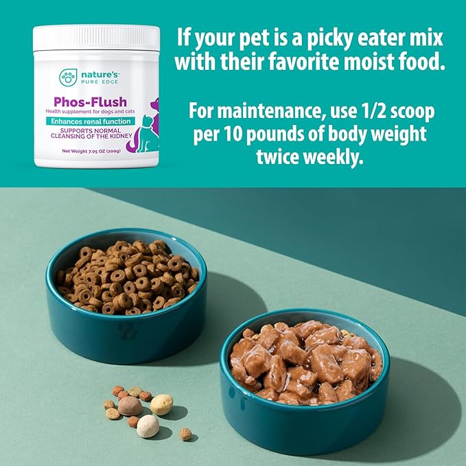 Phos-Flush Phosphate Binder for Cats and Dogs. Dog Kidney and Cat Kidney Support. Feline Urinary Tract Support. Compliments a Renal Failure Dog Food Diet or Cat Renal Support Diet. 200 Grams.