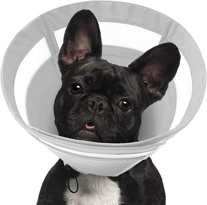 SAWMONG Soft Cone for Dogs – Small Dog Recovery Collar, Adjustable E-Collar to Stop Licking After Surgery (S, Gray)