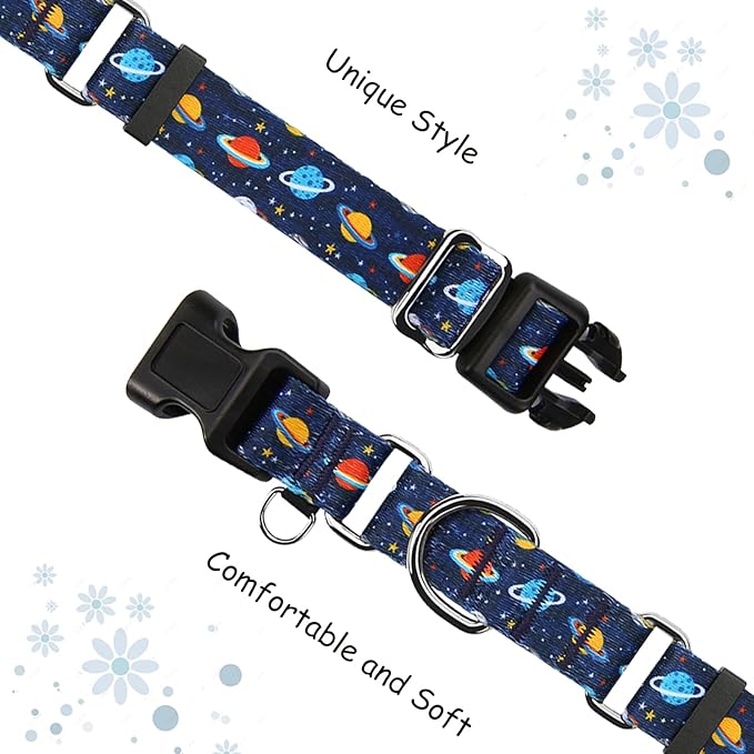 Martingale Dog Collars with Buckle No Slip Training Boy Dog Collar for Small Dogs (Blue Space, Small)