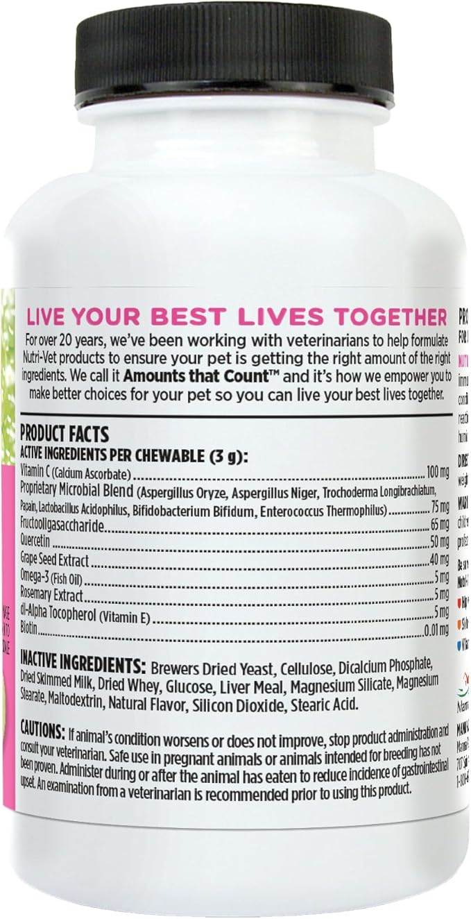 Nutri-Vet Allerg-Eze Chewables for Dogs, Antioxidants & Omega-3 Fatty Acids, Allergy Relief Supplement, Supports Skin, Coat & Respiratory Health, 60 Count