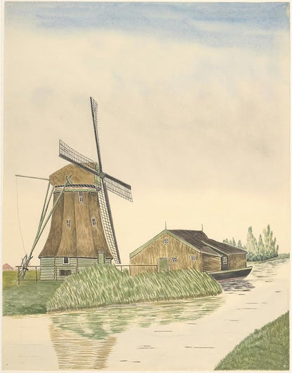 ArtDirect Flour mill De Koker or Zwarte-Hengst at Oosteinde 14, Wormer Unframed Art Print Giclee Poster by Johannes Nicolaas Eijman - Ready for Framing with Customization Sizes 8x10, 11x14, 16x20, 24x31, 36x46 and 47x60 inches