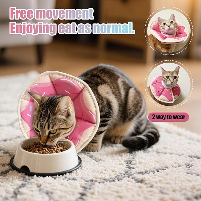 Cat Cone Collar Soft, Comfortable E Collar for Cats After Surgery, Recovery Elizabethan Collar for Cats Kitten to Stop Licking, Pink M