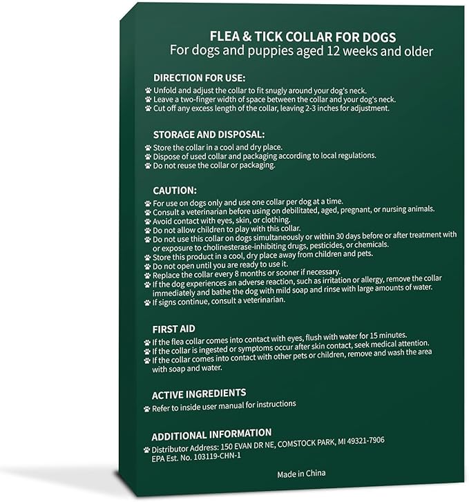4 Pack Flea and Tick Collar for Dogs- 32 Months Fleas and Ticks Treatment - Water Resistant Dog Flea Collars for Puppy Small Medium Large Dog- Red & White