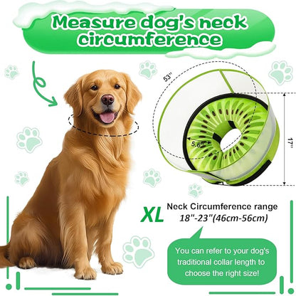 Inflatable Dog Cone Collar with Detachable Enhanced Anti-Licking Shield, Soft Neck Donut Collar for Dogs After Surgery, Adjustable Dog Cone Alternative for Large Medium Small Dogs & Cats