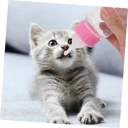 2Pcs Kitten Nursing Bottles Pet Feeder with Scale for Puppies and Newborn Small Animals Hand-Feeding Milk Container in Yellow and Pink