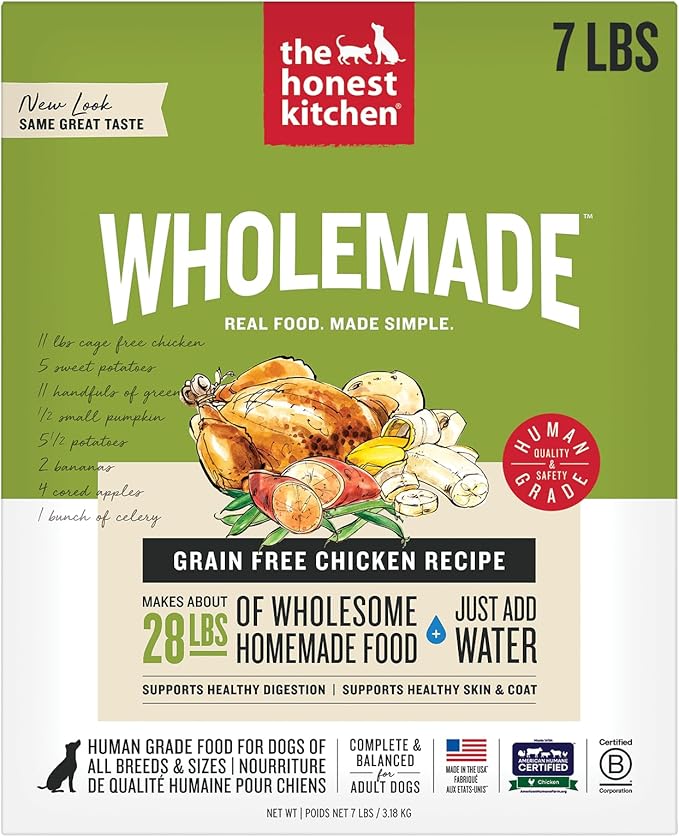 The Honest Kitchen Human Grade Wholemade™ Dehydrated Grain Free Chicken Dog Food - Complete & Balanced Meal or Topper - 7 lb Box