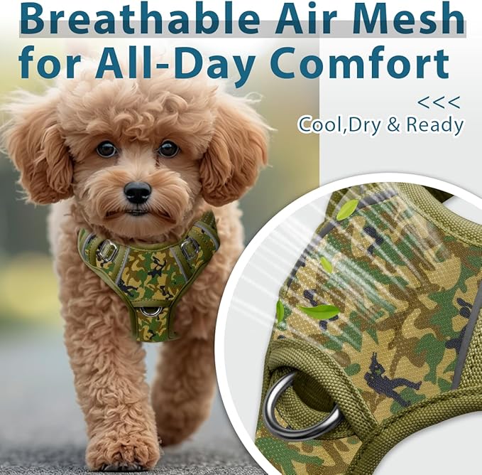 BARKBAY Dog Harness No Pull with ID Tag Pocket - Heavy Duty, Reflective, Easy Control for Large Dogs(Camo,XS)