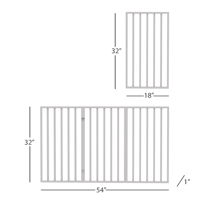 Pet Gate - 3-Panel Indoor Foldable Dog Fence for Stairs, Hallways, or Doorways - 54x32-Inch Wood Freestanding Dog Gates by PETMAKER (White)