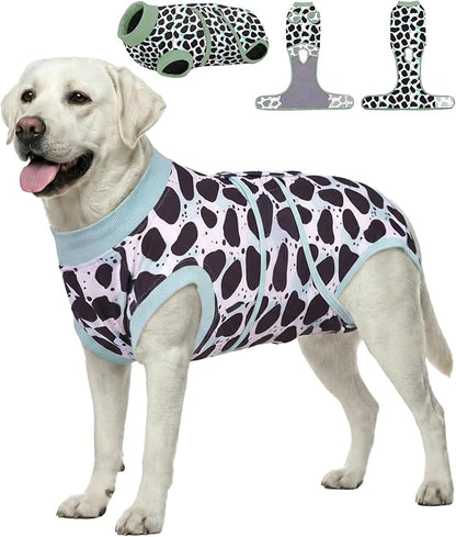 PetWarm Dog Recovery Suit, Recovery Suit for Female Male Dogs, Dog Onesie After Surgey Spay Neuter, Anti-Licking Soft Pet Pajamas, Leopard Pattern, Green, 2XL