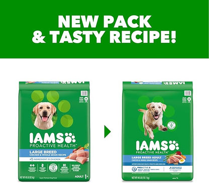 IAMS Proactive Health Large Breed Dry Dog Food, Adult Dry Dog Food for Large Breeds, Chicken, 40 lb. Bag